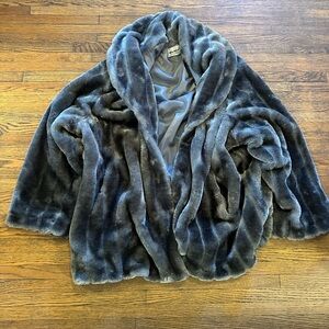 Vintage Anthony Richards Plush Faux Fur Jacket in Charcoal.
